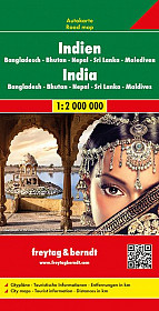 Indija, Bangladeš, Butan, Nepal, Šri Lanka, Maldivi 1:2.000.000
