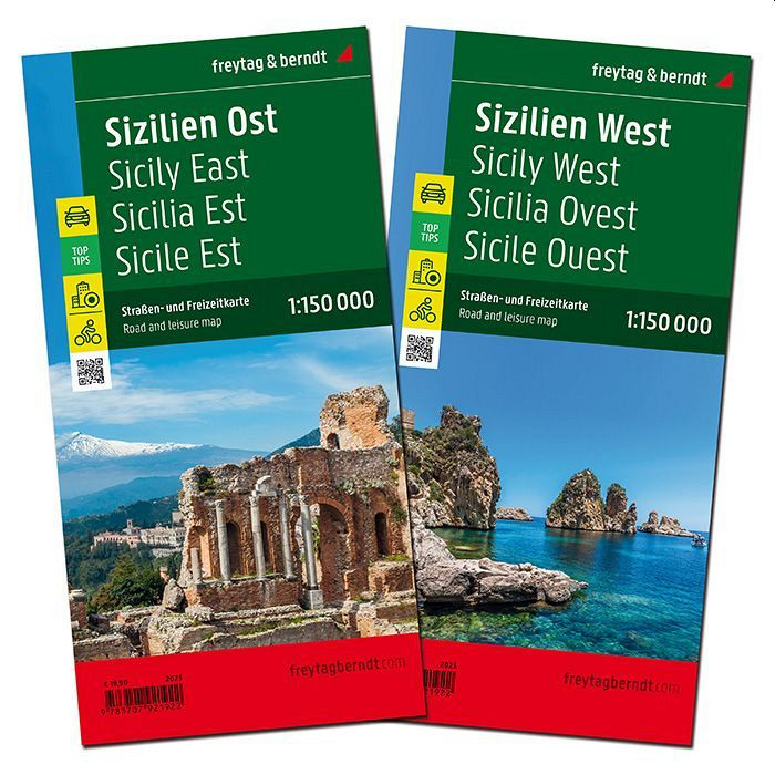 Sicilija 1: 150.000 (Komplet 2 kart, Top 10 znamenitosti)