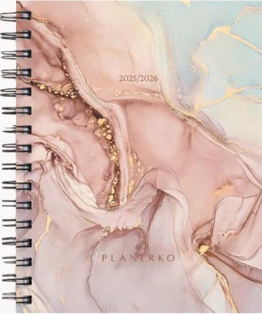 Rokovnik roza marble (brez datuma, spiralna vezava)