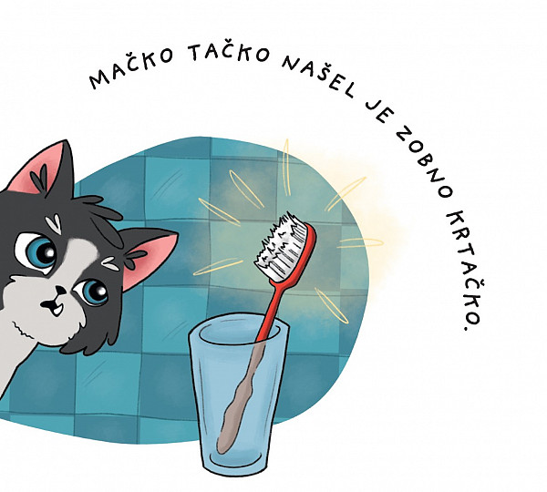 Mačko Tačko z zobno krtačko