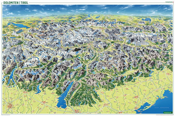 Tirolska – Dolomiti – Gardsko jezero – Panorama 1:450.000