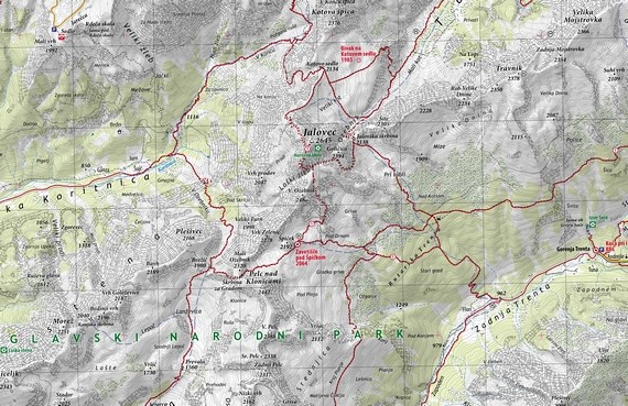 Jalovec in Mangart - 1 : 25.000