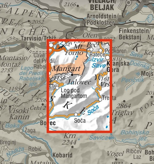 Jalovec in Mangart - 1 : 25.000