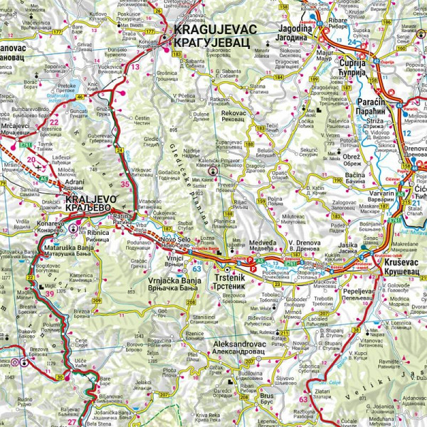 Srbija, Črna gora, Kosovo, Severna Makedonija 1:500.000