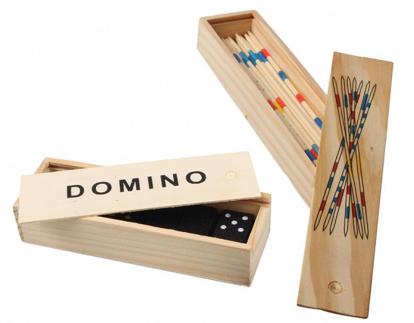 Domino + Mikado v leseni škatlici (Komplet)