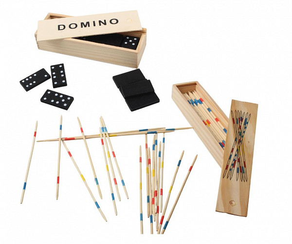 Domino + Mikado v leseni škatlici (Komplet)