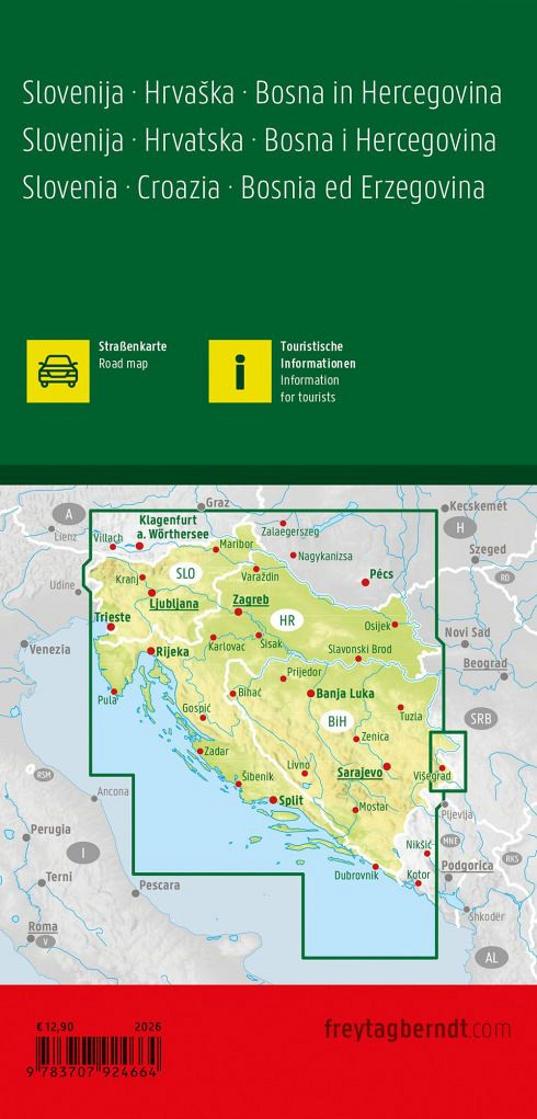 Slovenija, Hrvaška, Bosna 1:500 000