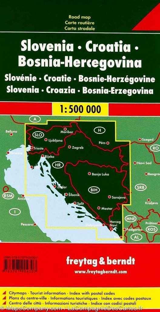 Slovenija, Hrvaška, Bosna 1:500 000.